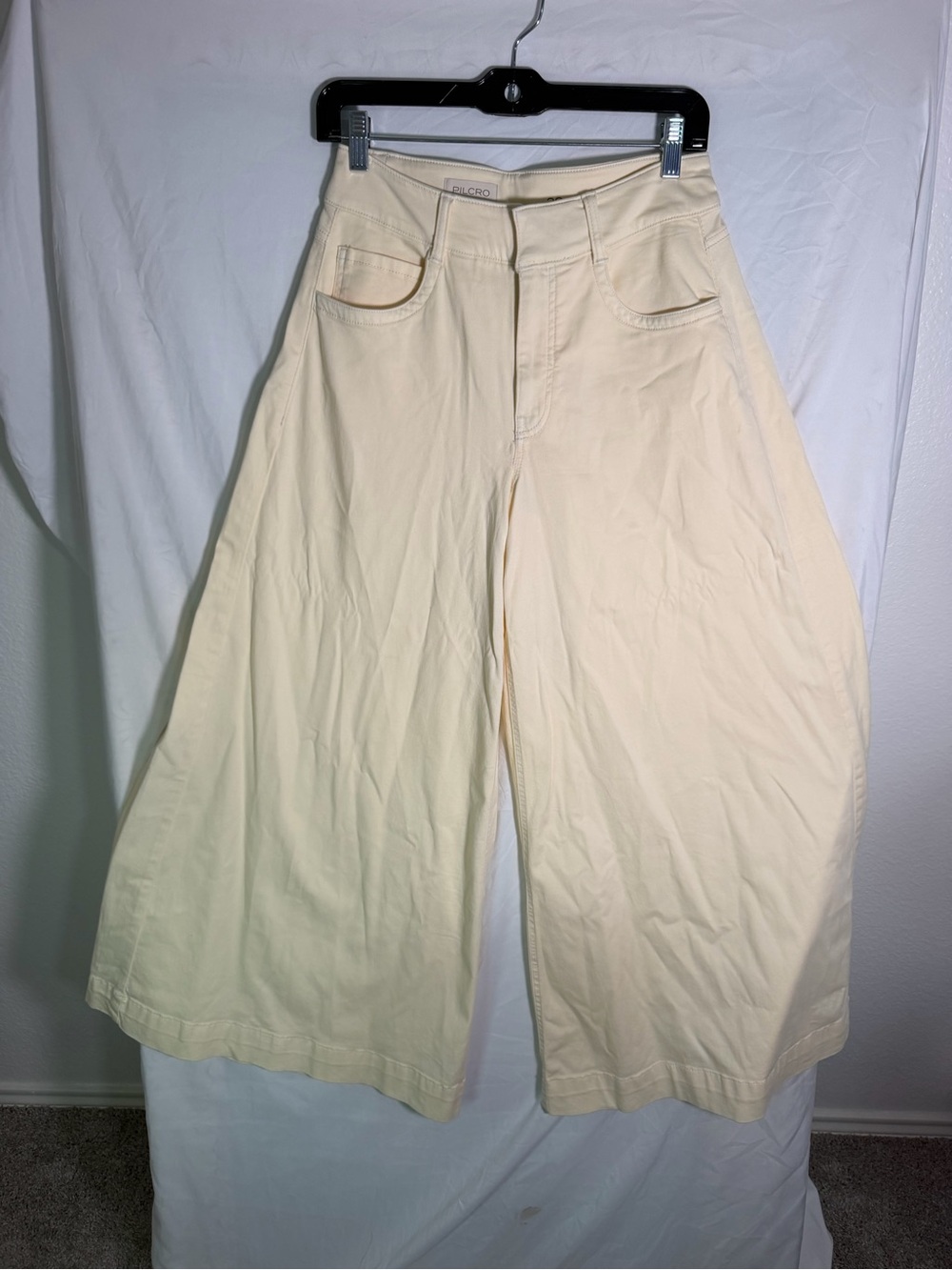 Pilcro Wide-Leg Cream Pants